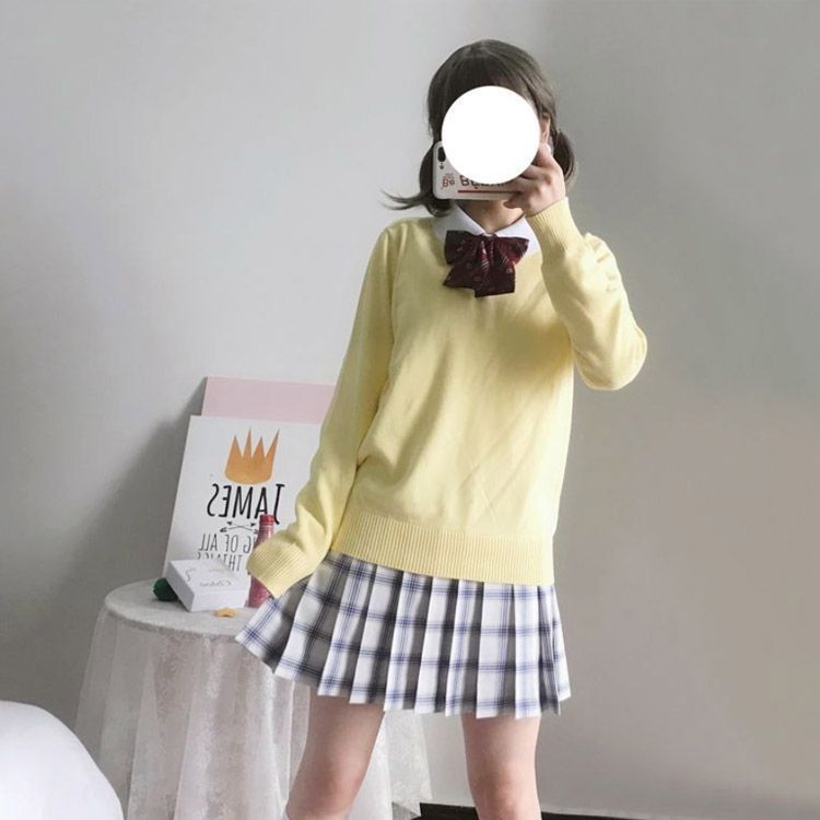 TTYAO REII] セーター ニット カットソー スクール JK制服 Vネック 制服 グレー 長袖 暑けれ 綿