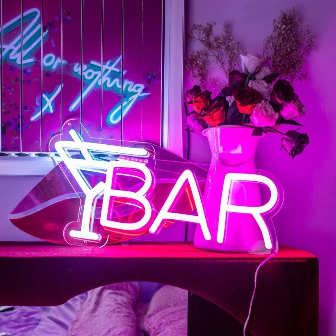 Cocktail カクテルグラス ネオン管 ネオンサイン LED BAR カクテルグラス 壁掛け USB電源ケーブル 調光