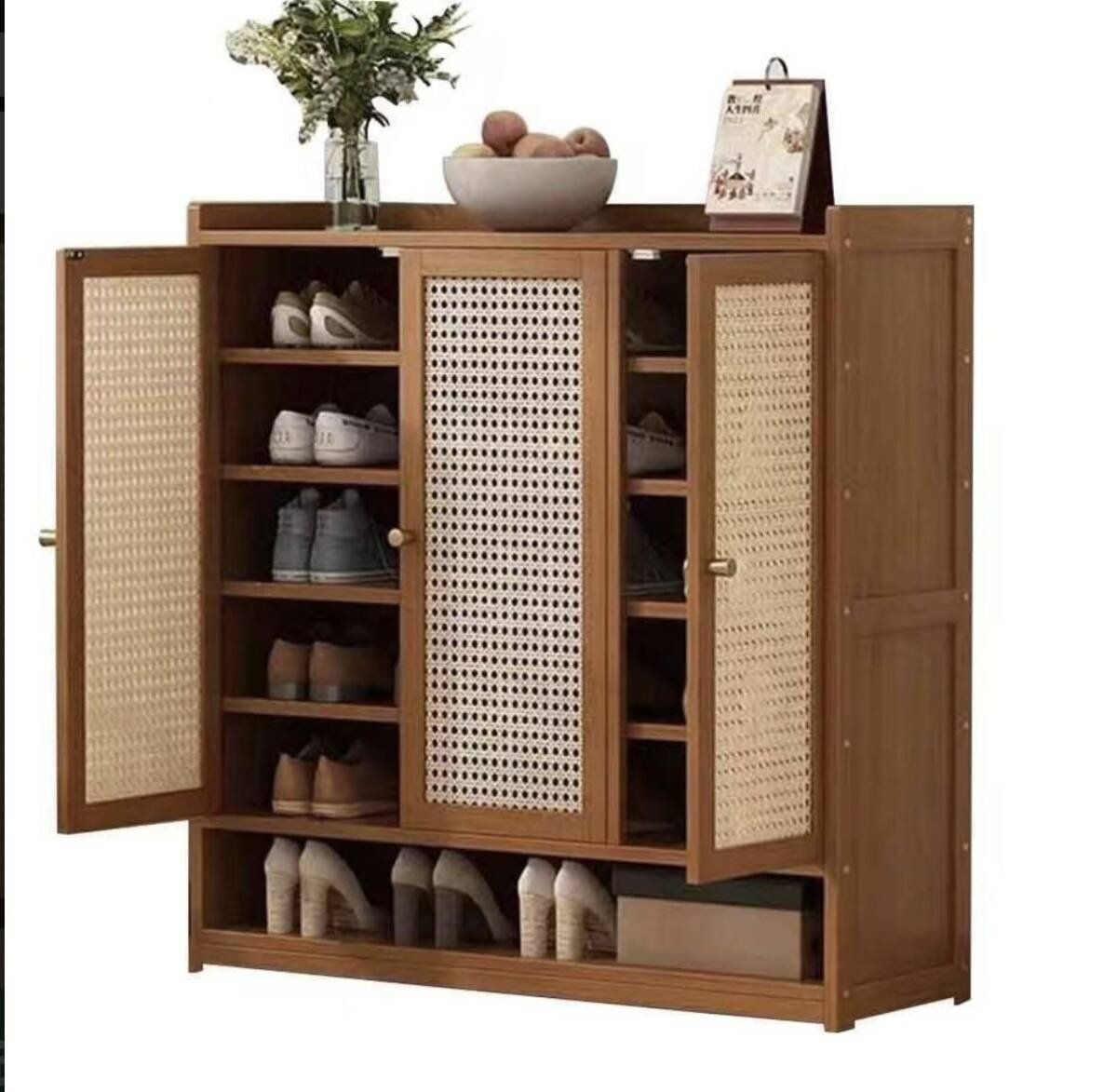 玄関 奥行アップ 靴箱 収納キャビネット 玄関収納 靴収納 リッパ収納 シューズボックス 扉付き 可動棚 下駄箱 一人 長120×幅32×高さ93cm