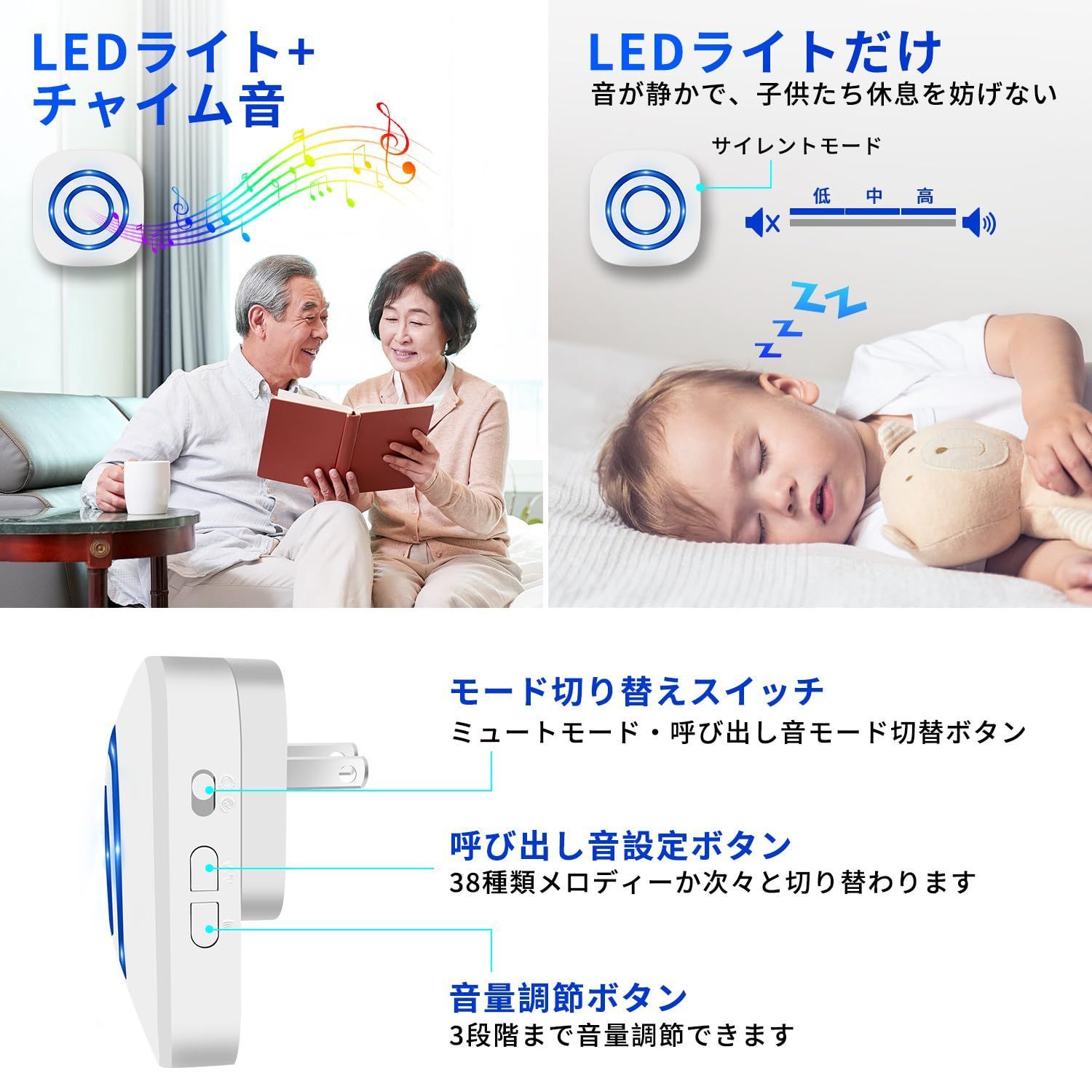 ワイヤレス人感チャイム 人感センサーチャイム 防犯センサー