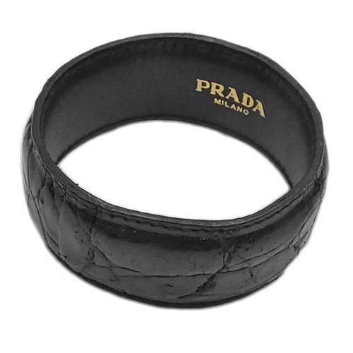 プラダ アクセサリー PRADA クロコダイルxレザー バングル ブレスレット ブラック レディース 03778