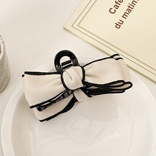 シンプルヘアクリップリボン大大きめバンスクリップ黒シンプルヘア 髪留め髪飾りヘアアクセ