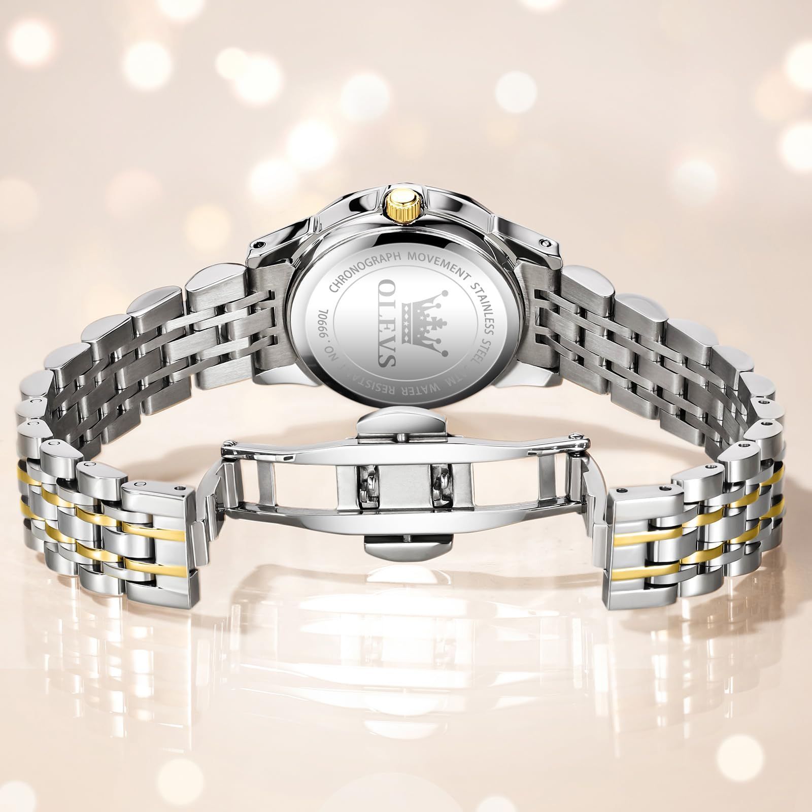 クリスタル 銀文字盤 Watch 耐圧ウォッチ Women 日付 女性用うで時計 ステンレスバンド かわいい ゴールドホワイト メタル アナログクオーツ おしゃれ カジュアル ファッション 小さい時計ビジネス レディース 見やすいうで時計 防