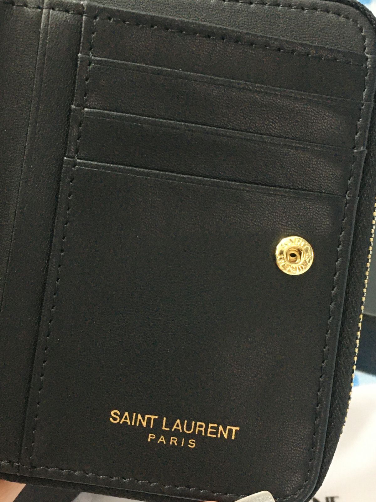 YSL イヴサンローラン 二つ折り財布 カサンドラ キャビアスキン ブラック