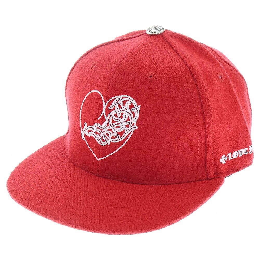 CHROME HEARTS (クロムハーツ) CH HAT ハートロゴ刺繍ベースボールキャップ帽子 レッド