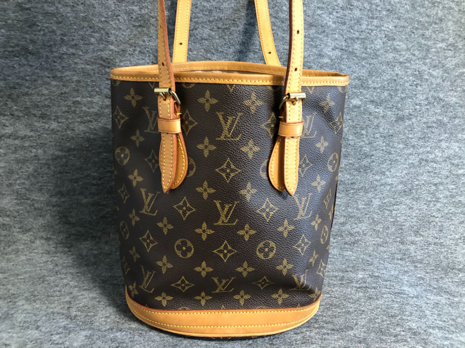 △LOUISVUITTON ルイヴィトン トートバッグ モノグラム バケツ ポーチ付き（KS7-13） LOUIS VUITTON (ルイ・ヴィトン) サックプラ 24H レザー トートバッグ