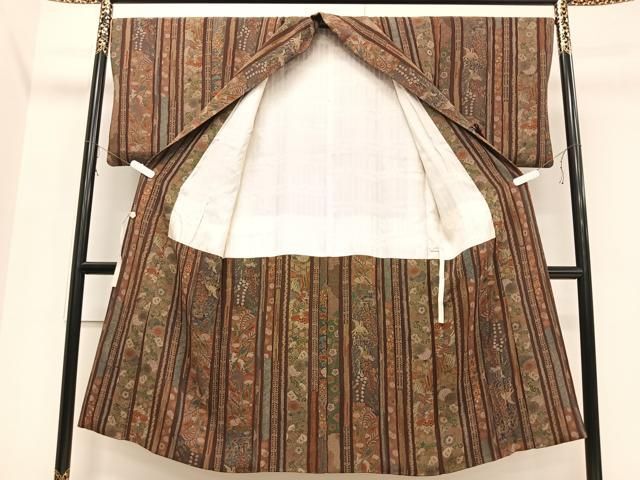 平和屋着物＃道中着 籠目草花文 ロング丈 正絹 逸品 CAAV5910id