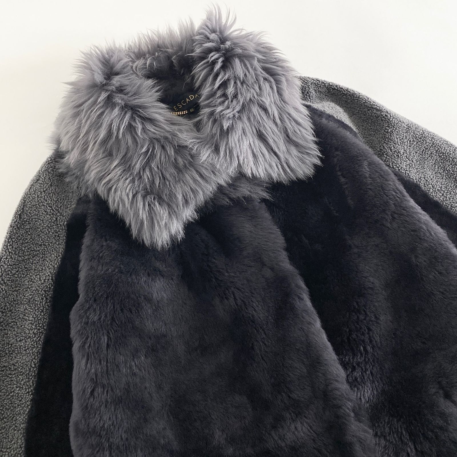 47L5《美品》ESCADA エスカーダ リアルムートン ムートンコート レザー 