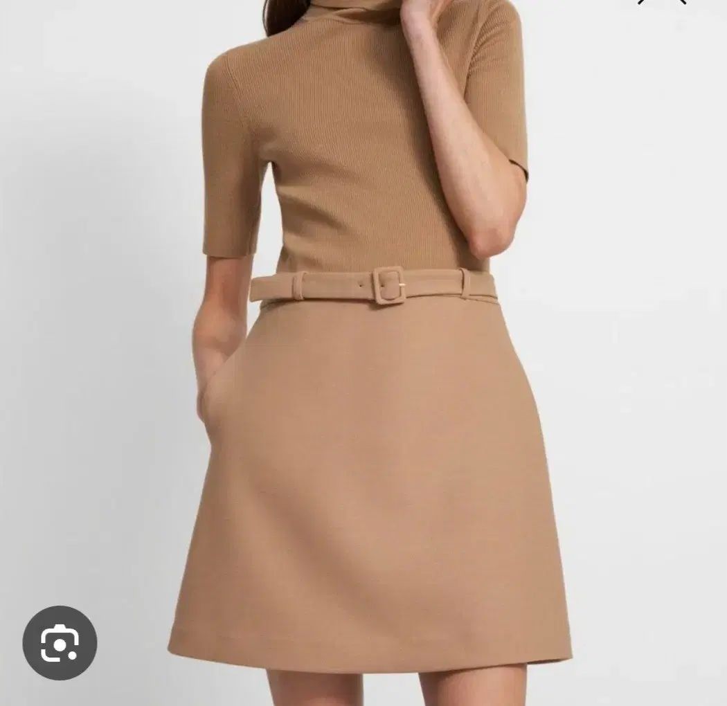 Theory セオリー コンボ ワンピース 茶色 タートルネック ニットワンピース ラージ