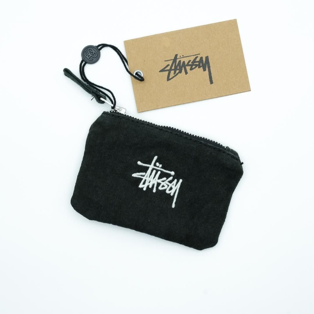 新品未使用 STUSSY ブラック CANVAS コインケース 新品 未使用】STUSSY ステューシー コインケース ブラック ロゴ