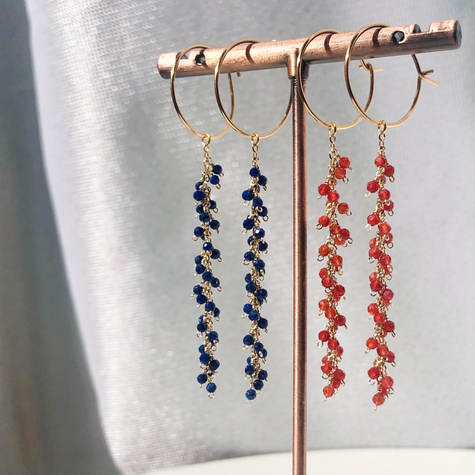 14KGF ロング ピアスチャーム フープピアス プレゼント！ - メルカリ