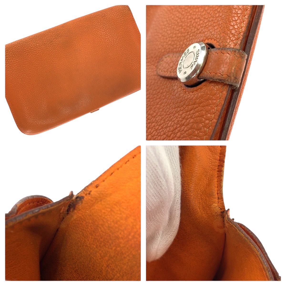 HERMES エルメス ドゴンGM オレンジ シルバー金具 トゴ 長財布 ロング