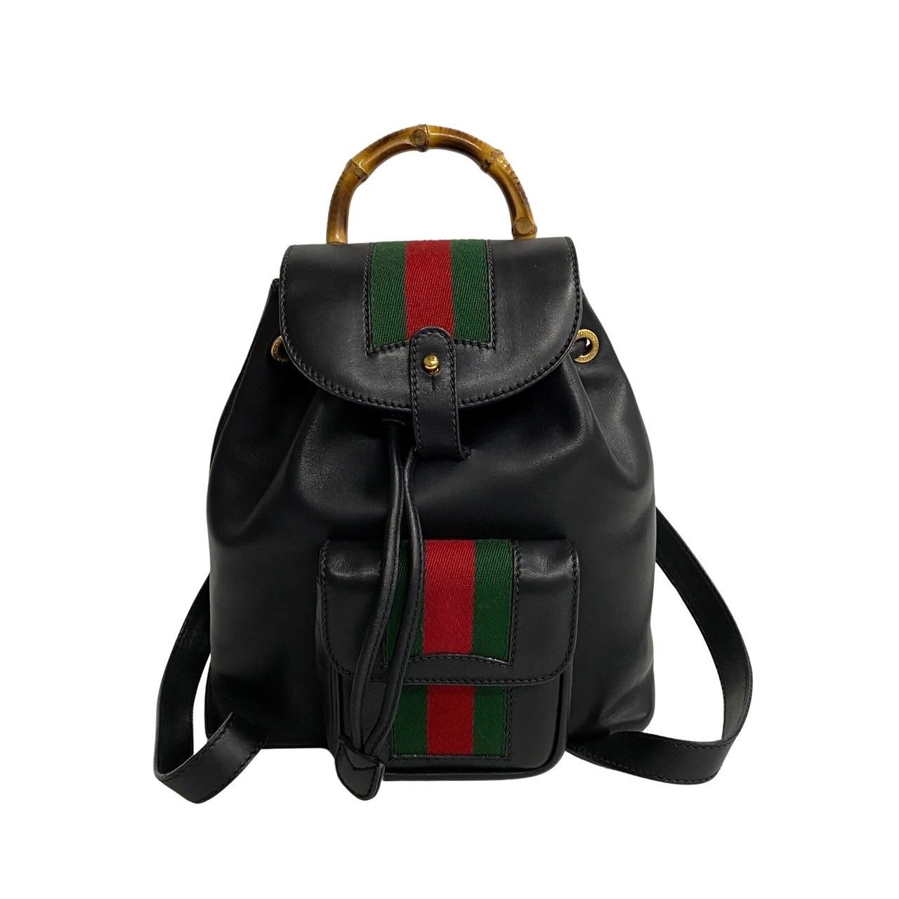 美品 極上！gucci シェリーライン レザーリュック ブラック オールドグッチ 美品 極上 gucci シェリーライン レザーリュック ブラック