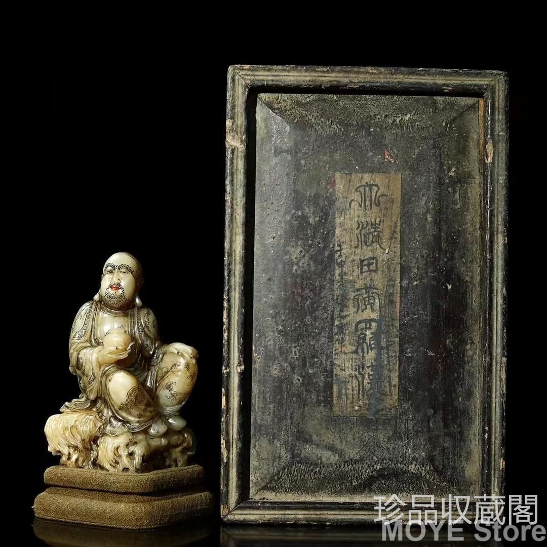 中国古美術 旧蔵寿山石羅漢尊者 仏像 手彫り 文房具 木 き 風水開運 置物