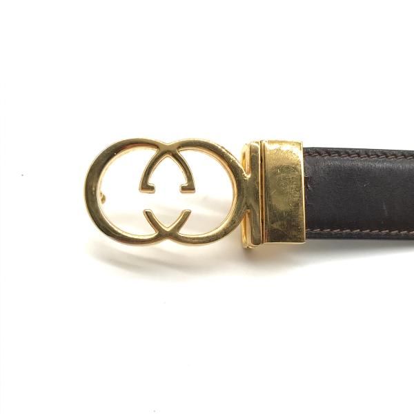 GUCCI ブラウンレザー ベルト ゴールド金具 GUCCI グッチ ウォッチケース GG柄 レザー ブラウン ゴールド