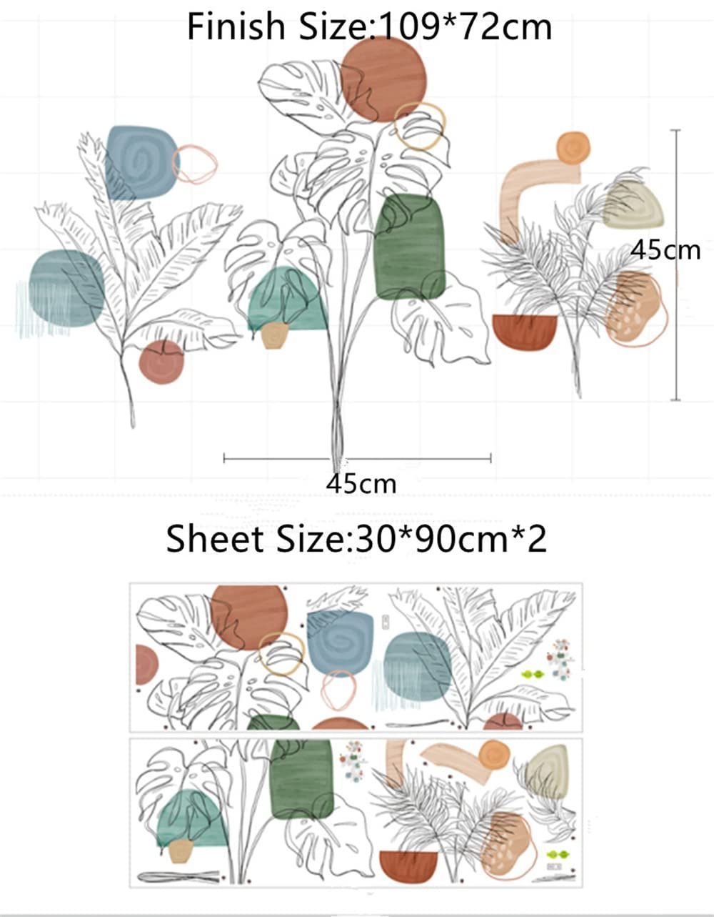 新着商品】壁紙シール モノトーン はがせる 北欧 景色 観葉植物 剥がせる 大きい 防水 水彩画 ウォールすてっかー カフェ風 手描き リビング 植物  御洒落 おしゃれ 壁に貼る ウォールステッカー 壁飾り WOHAHA 粘着剤付き - メルカリ