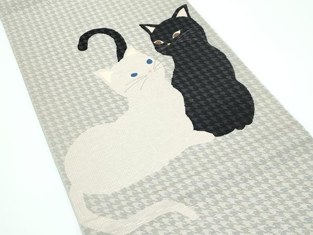 平和屋着物 上 太鼓柄 京袋帯 猫 千鳥格子 CZAA3911s5