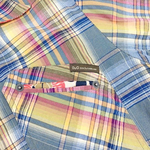 D&G ドルチェ＆ガッバーナ ドルガバ チェック シャツ 長袖 ウエスタン 