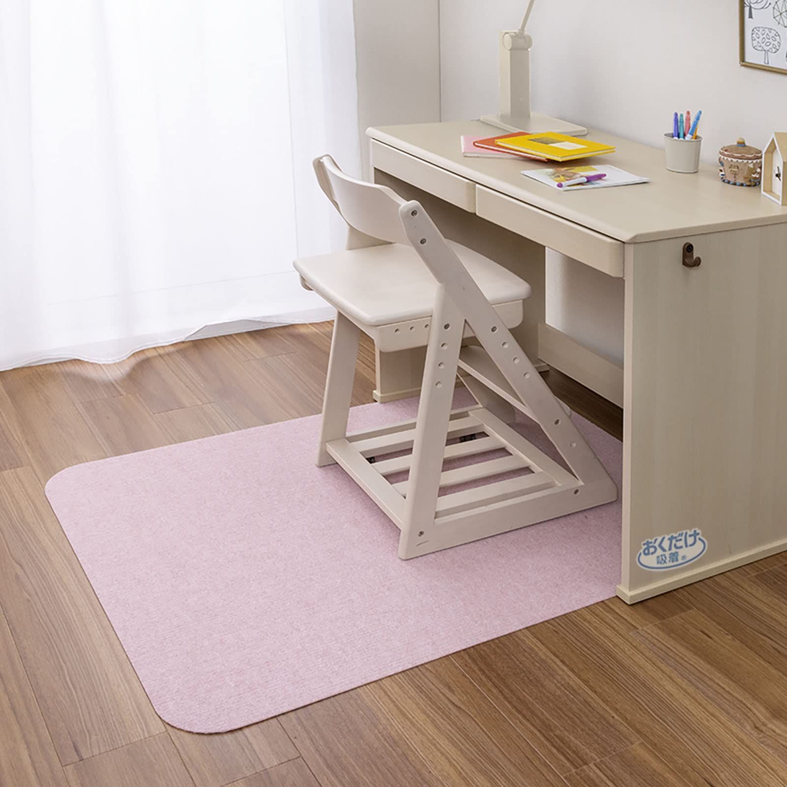 9×12cm メランジピンク おくだけ吸着 床保護 デスクマット 日本製 ゲーミング ずれない KX-79 チェアマット サンコー