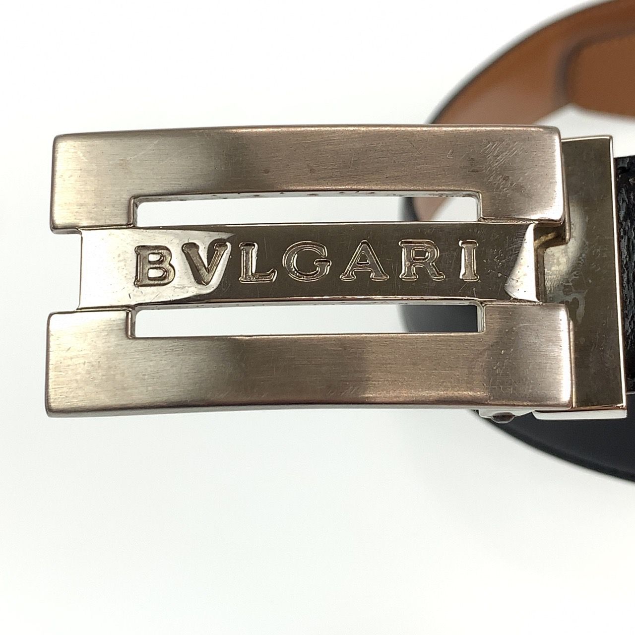 BVLGARI ブルガリ ブラック 黒 シルバー金具 レザー /メタル リバーシブルベルト メンズ 400964 【中古】 BVLGARI ブルガリ ブラック 黒 シルバー金具 レザー /メタル