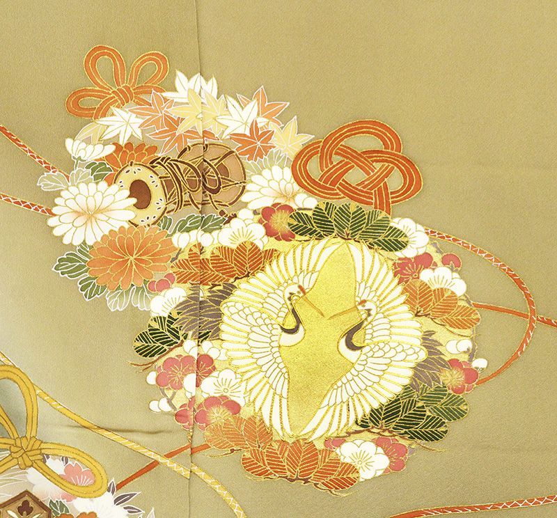 京都工芸手描き美術本加工友禅本金特撰色留袖 祝慶長向鶴花丸王朝文