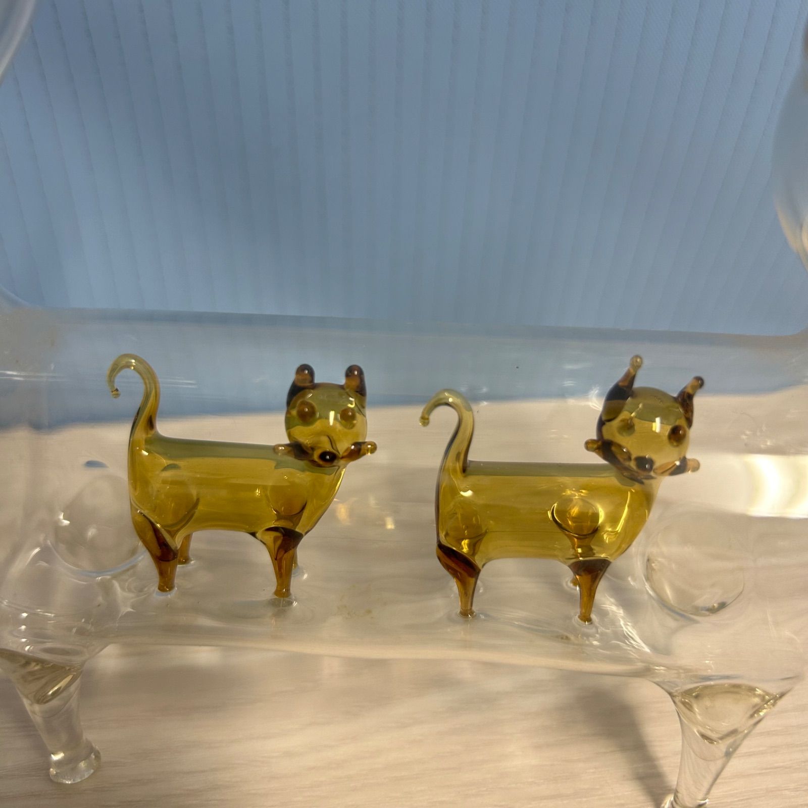 置物 オブジェ猫 ネコ ねこ ガラス細工 猫の中に猫 - メルカリ