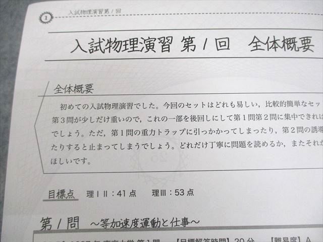 鉄緑会 入試物理演習 第1～13回 講師による解説プリント 計13冊 野澤