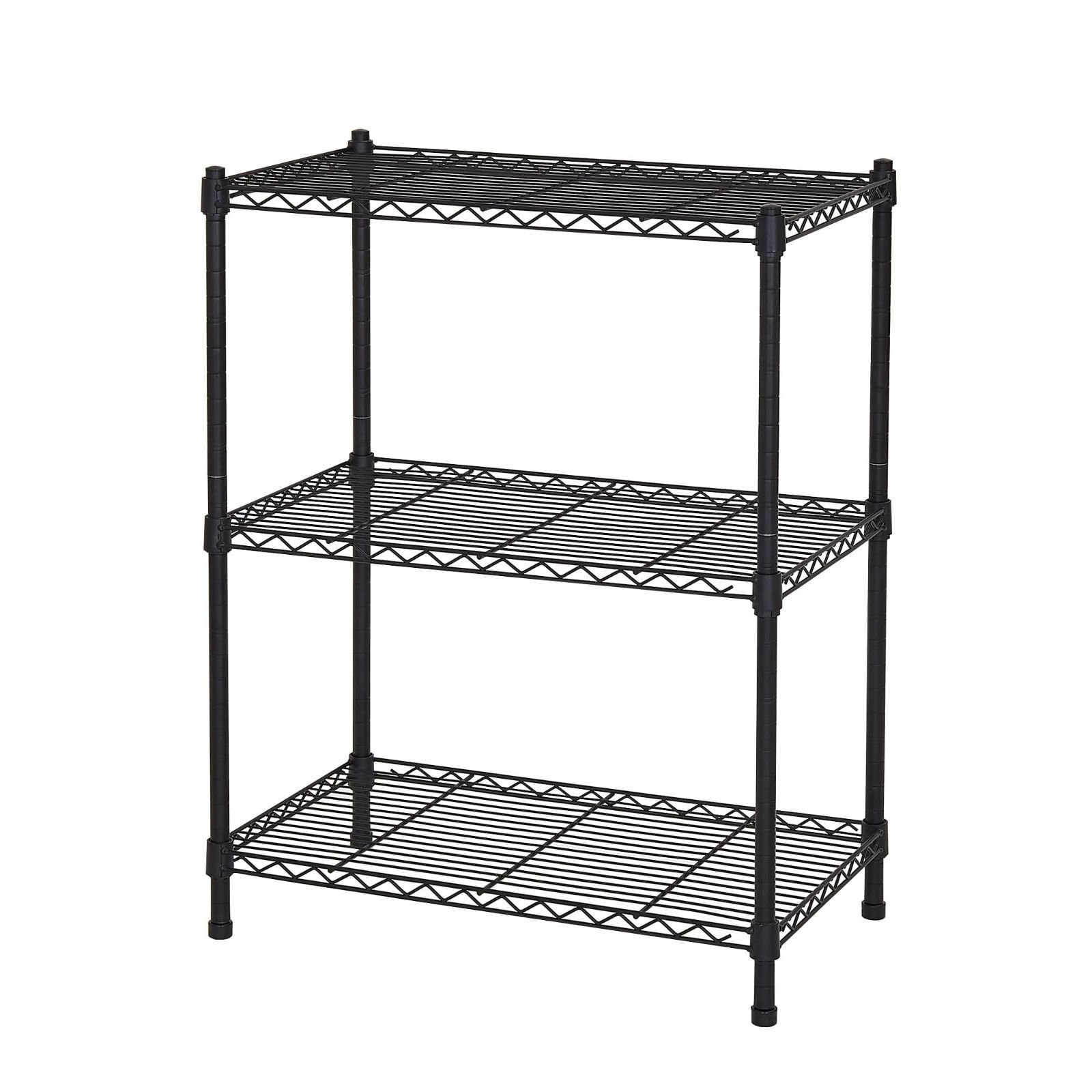 VECELO スチールラック 収納棚 ラック 3段 幅60x奥行35x高さ76cm 各棚板耐荷重50KG 棚 メタルラック キッチンラック 防錆加工 業務用 リビング|玄関|キッチン シェルフ キッチン収納 ブラック