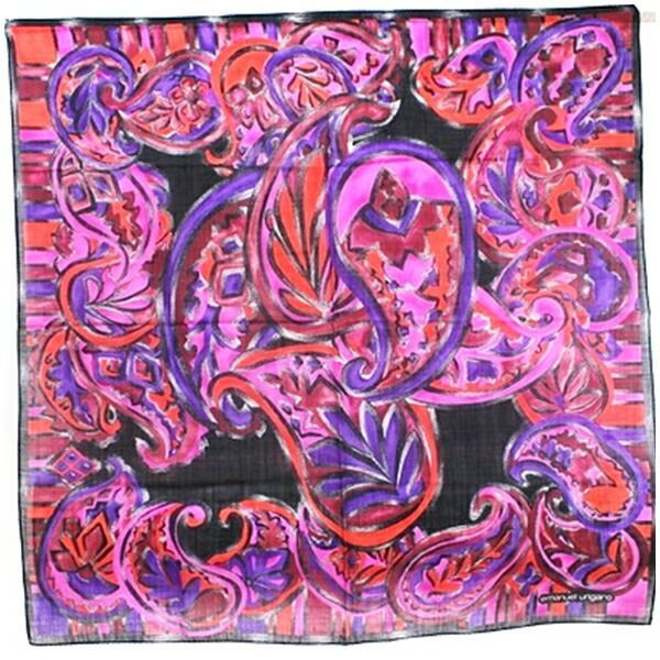 エマニュエル ウンガロ スカーフ ブラック×パープル 中古 Aランク