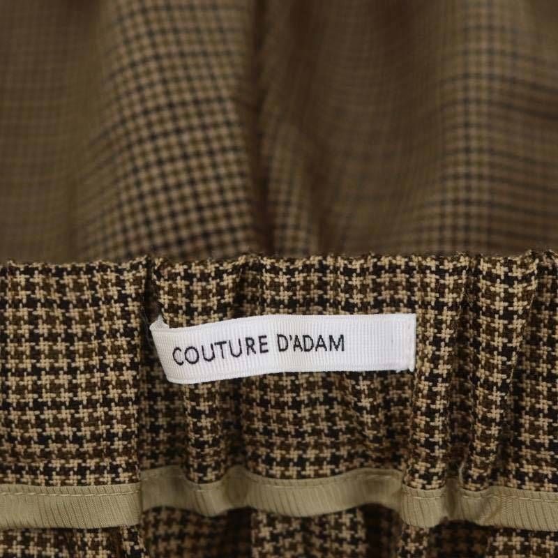 クチュールドアダム COUTURED ADAM 22SS GUNCLUB CHECK SLIT PANTS アパルトモン取扱い パンツ チェック ストレート スリット ジッパーフライ ウール 38 ベージュ カーキ ダークブラウン DO OS DECORATOM_COM_BR