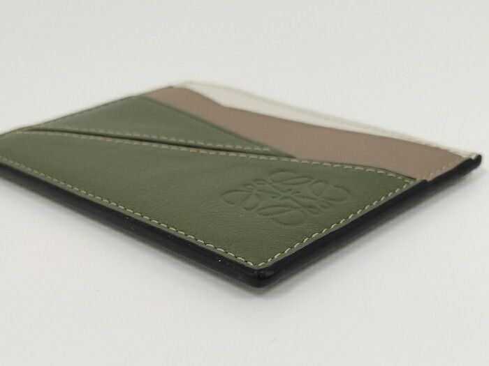 LOEWE カードケース パズル レザー グリーン系 