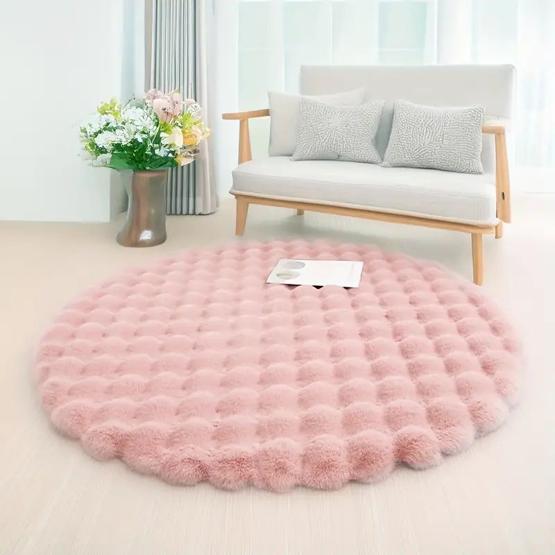 カーペット ラグ かわいい 円形 おしゃれ ファンシー ふわふわ ピンク カラーバリエーション ポリエステル 120×120 リビング 快適 寝室 ベッドルーム 玄関