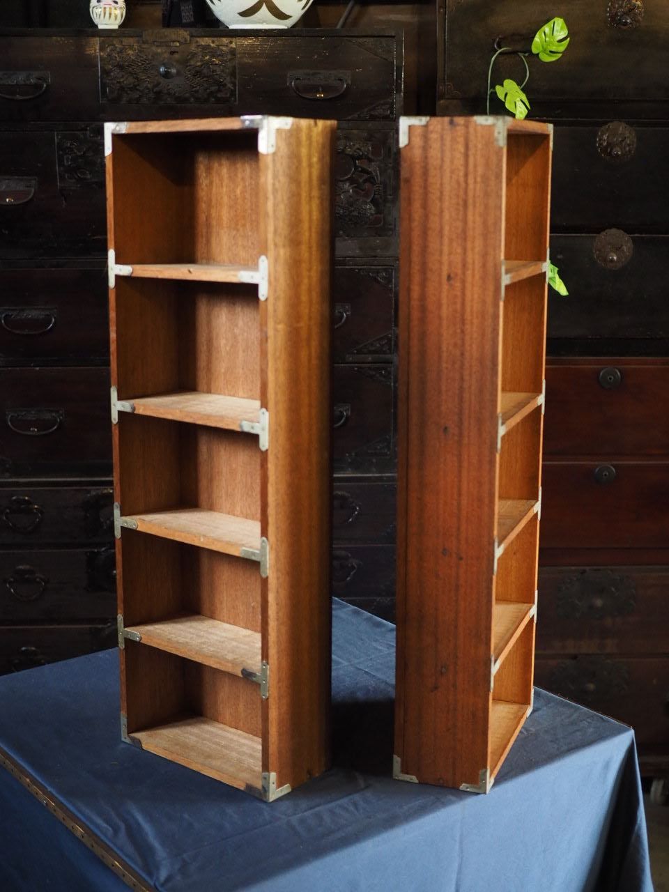 頑丈ラワン材の小型棚2台セット 昭和後期