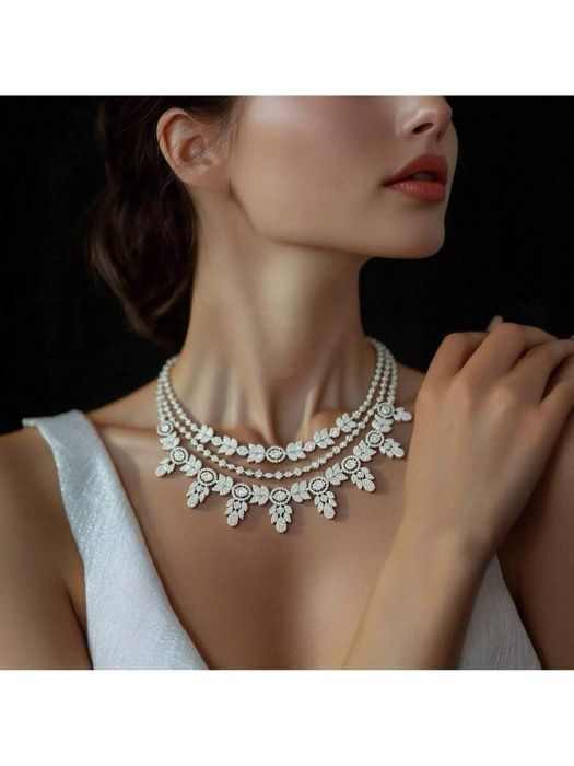 ジュエリー レディース セット 1セット ラグジュアリー キュービックジルコニア マルチレイヤー チェーンジュエリーセット 女性の正式な機会に適しています