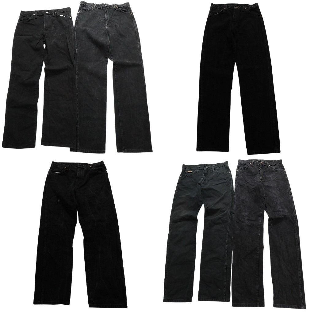 古着卸 まとめ売り Wrangler ラングラーブラックデニム パンツ 6枚セット (メンズ 30 /32 /33 /34 ) アメカジ フェード  中古 古着 MX8393
