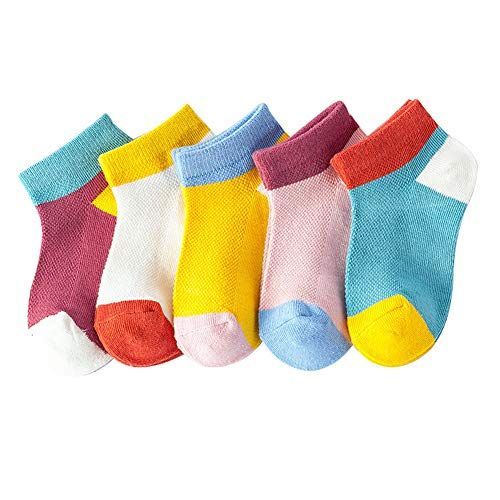 カラフル_XL [eigenn] キッズ ソックス 子供 男の子 女の子 靴下 5足セット コットン メッシュ おしゃれ 通園 通学 (カラフル， XL)