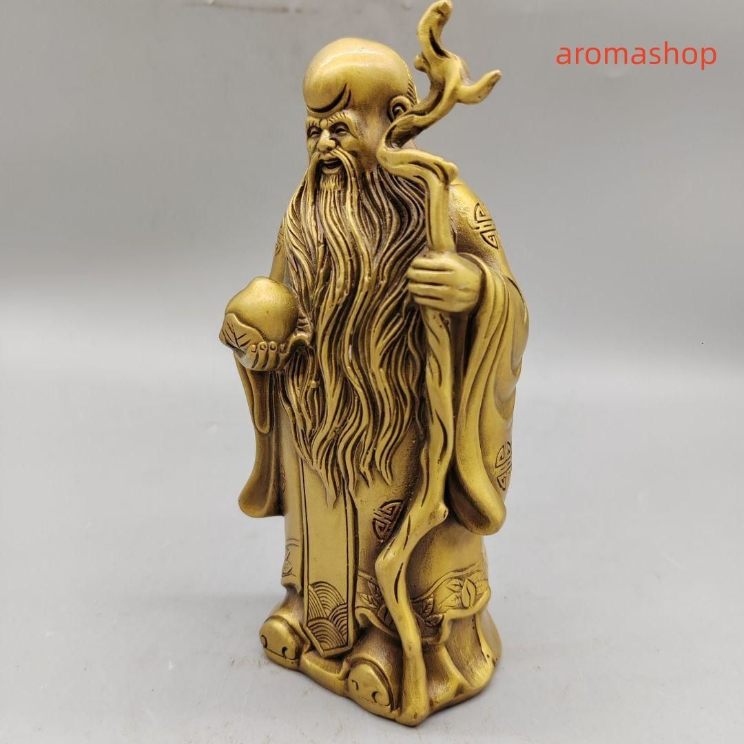 銅像寿星公縁起良い如意を供えて家と住宅引っ越しの贈り物客間玄関事務室飾る置物