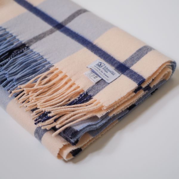 【希少】ジョンストンズ　ドゥロワー別注　カシミア100% 大判ストール SOLD【 Drawer別注 】 ジョンストンズ Johnstons ネイビー×ベビー