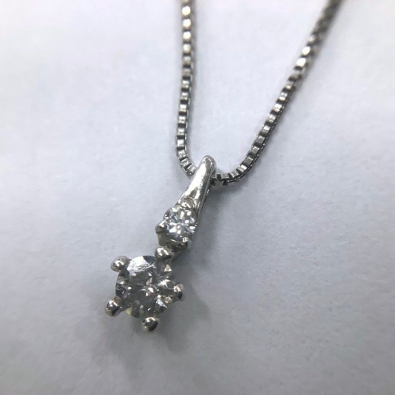 K18 WG ホワイトゴールド 1.51g ダイヤ 0.01ct ネックレス