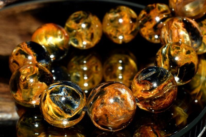 １点物 嵐の石 高品質 ゴールデンブルーピーターサイト 12mm ブレスレット パワーストーン 天然石 _MB172