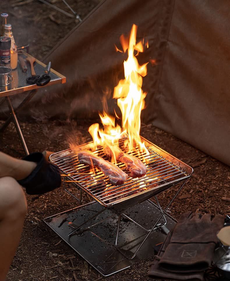 厳選】 キャンピングムーン(CAMPING MOON) ファイアグリル 極ロストル 焚き火用 正方 ステンレス304製 ヘビー ロストル ゴトク 33.5cm W12 MK☆shop メルカリ