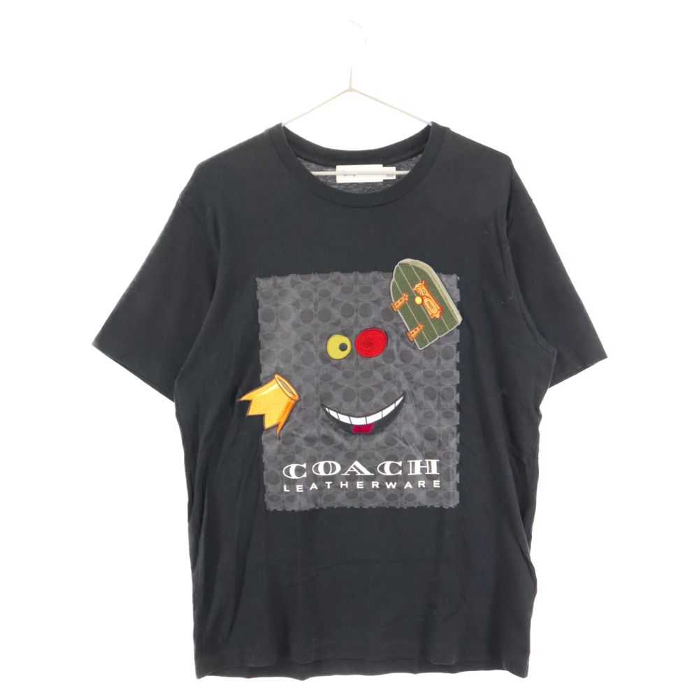 COACH (コーチ) ×DISNEY 不思議の国のアリス フロント プリント 半袖Tシャツ ブラック 72587