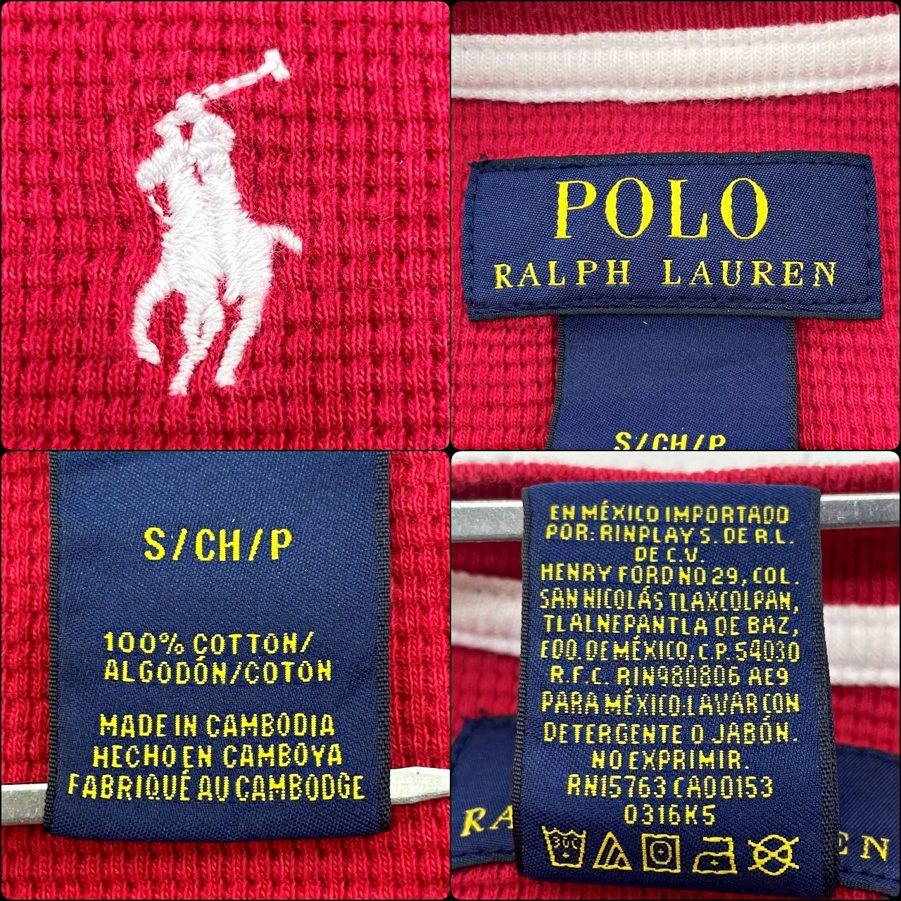 POLO RALPH LAURE　ポロラルフローレン　ワンポイント刺繡ロンT　メンズ　サイズ表記S　M相当　レッド