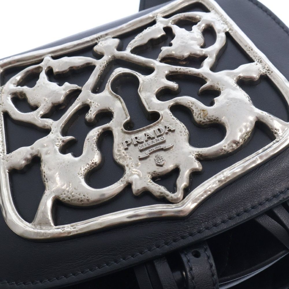 PRADA (プラダ) ベルベット レザーフラップ フリンジ ショルダーバッグ  