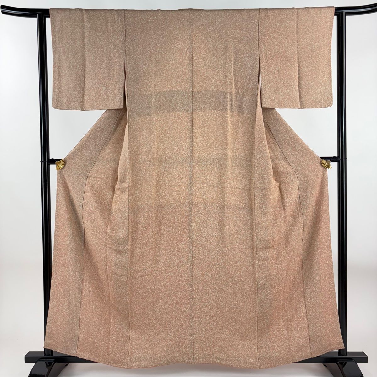 小紋 身丈157.5cm 裄丈61.5cm S 袷 松井青々 落款 幾何学 ピンク 正絹 名品 一つ紋