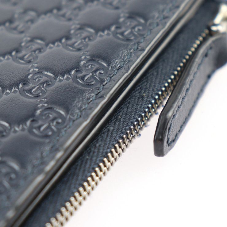 GUCCI グッチ 二つ折り財布 544475 レザー ネイビー シルバー金具