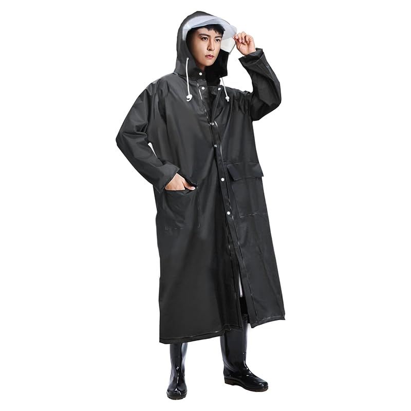 [Jerise] 【透明レインバイザー付き】 レインコート 大きいサイズ 男女兼用 リュック対応 超撥水 レインウェア バイク 自転車 雨具 レインポンチョ ロング 防水 防風 メンズ レディース 雨合羽