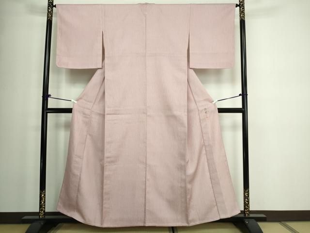 平和屋着物 上質な色無地 単衣 作家物 霞地紋 石竹色 正絹 DAAW9364sf