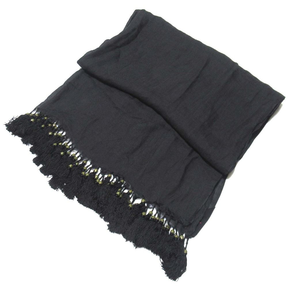 Yohji Yamamoto ヨウジヤマモト フリンジ 大判ストール ショール ブラック メンズ レディース 古着