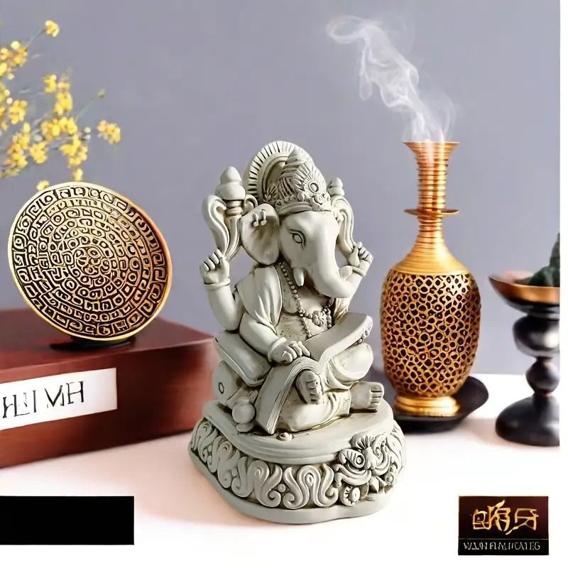 ガネーシャ 置物 像 オブジェ 白 ホワイト 黒 ブラック 財運 金運 運気